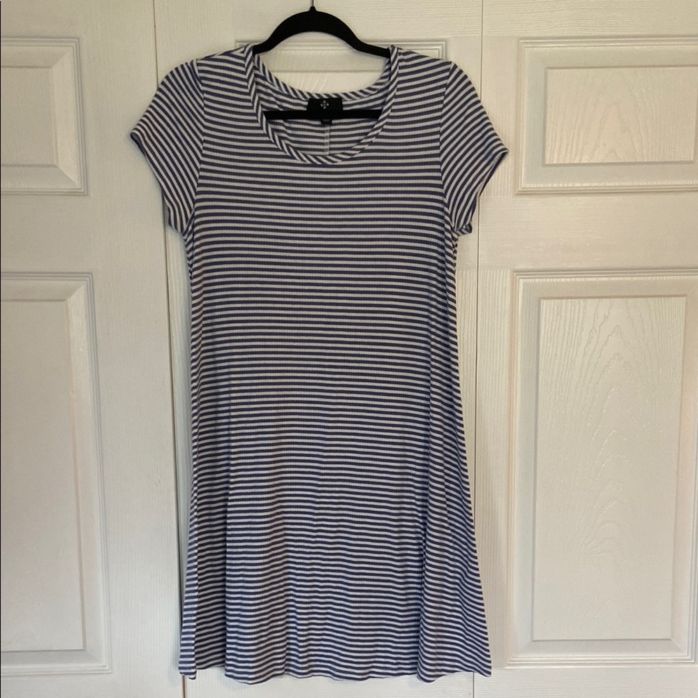 Ronni Nicole White and Blue A-Line Mini Dress
